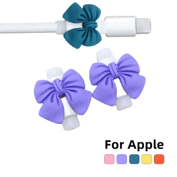 1 par a capa de protetor de cabo de cor de arco de cor sólida para Apple iPhone Samsung Universal Phone Charger Headphone Cord Protector Sleeve
