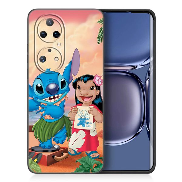 Симпатичный чехол по телефону kawaii stitch для Huawei P8 P9 P10 P20 P30 P40 Lite 2017 P50 P Smart Pro Z S 2018 2019 2020 2021 TPU Black Cover