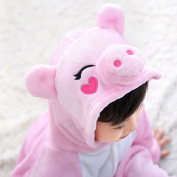 Kinder tierische Onesies Pyjama Schwein Kostüm Halloween Cosplay Nachtwäschekleidung Weihnachtsfest für Boy Girls Teen Plüsch One Piece Jumpsuit