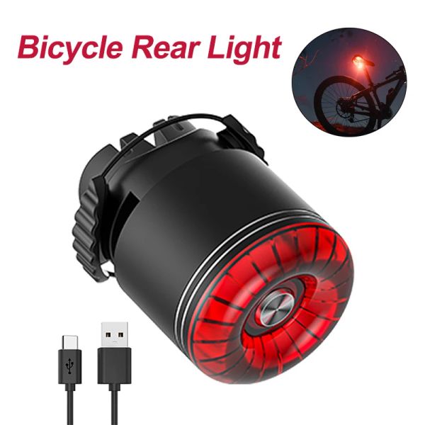 30 lm 350 mAh Fahrrad Hecklicht 6 Modi Typ-C USB wiederaufladbare LED-Sattel-Sitzpflegel-Warnlampenrad Bike Light Light Cycling-Lieferungen