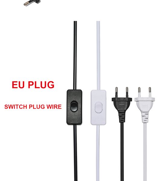 Schwarzweiß EU US Switch Plug Drahtkabel Controller Schreibtisch Lampenwand Lampen Stromleitung AC85-265V 1,8 m