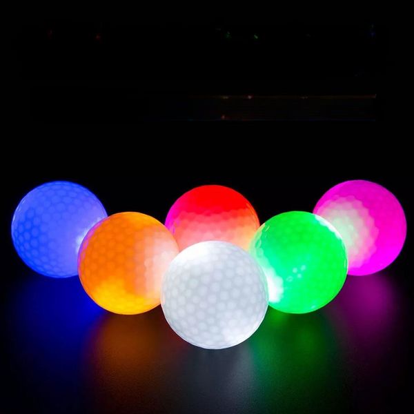 2pcs Light Up Light Up Glow in the Dark Led Golf Balls Night Training