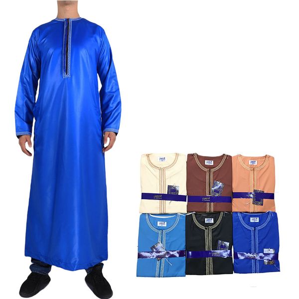Polsini da uomo del colletto di moda abito arabo arabo tondo abito di preghiera a maniche lunghe