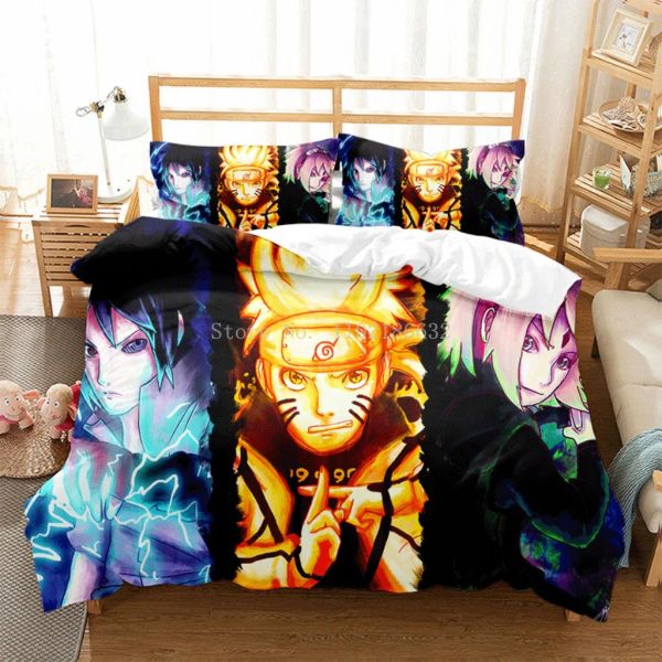 3d Ninja Uzumaki Uchiha Naruto Bettwäsche Set Bettdecke Deckel Quilt Cover Kissenbezug Doppelkönigin Kingsize Kinder Schlafzimmer Haus Textile