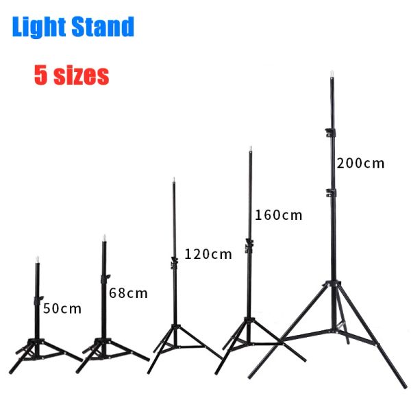 Tripodi 50/160/200 cm Photography Studio Light Stand Photo Tripode con 1/4 Vite Testa per l'illuminazione del riflettore ombrellone flash