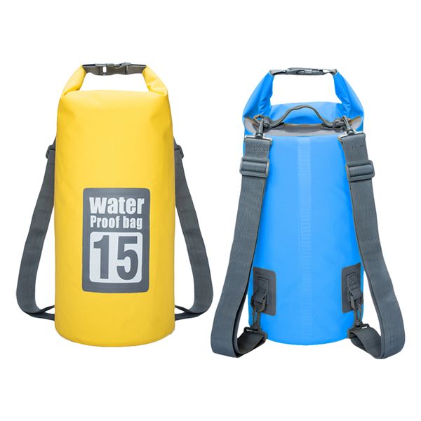 15L 20L Bolsas à prova d'água Sacos de saco de armazenamento para canoa de caiaque Rafting Natação de sacos esportivos ao ar livre Kit de viagem equipamento