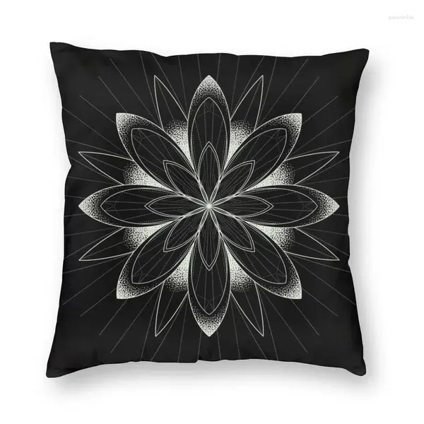 Kissengewohnte weiße Blume des Lebens Mandala Gehäuse Home Decor 3D Doppelseite Druck geometrische Abdeckung für Sofa