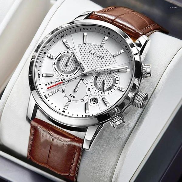 Relógios de pulso 2024 Mens relógios Lige Top Brand Cronógrafo Sport Sport Sport Automático Data Automática Quartz Watch for Men Relogio Masculino
