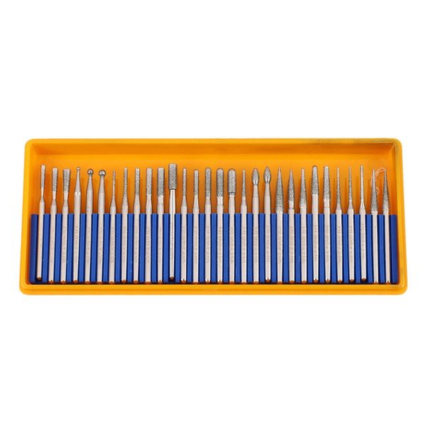 60 Stcs Bur Diamond Schleifkopf Set beschichtete Schnitzburrs Drehwerkzeug Bit Grit 120 Schaft 3 mm 1/8 Zoll für Dremel -Werkzeuge