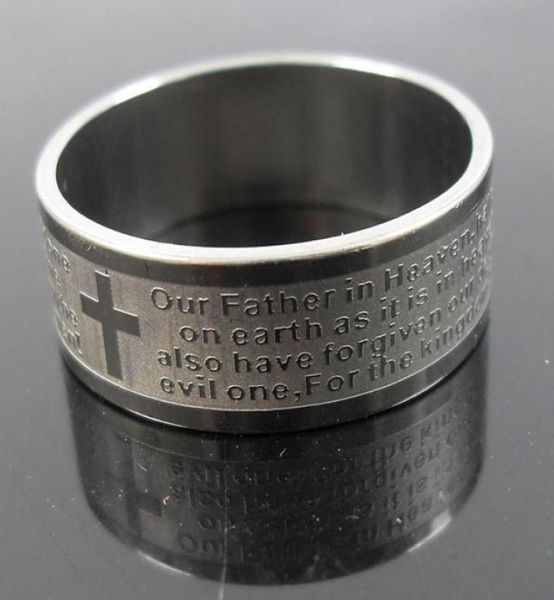 Da uomo femminile incrosta cristiana serenity preghiera in acciaio inossidabile anello di gioielli in argento ad anello della fascia da 8 a 123653797