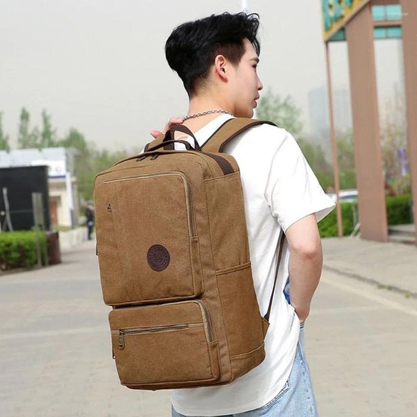 Backpack Trend Herren -Leinwand große Kapazität 45L Old Style Oil Proof Design Campus Student Wanderung