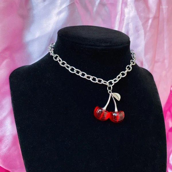 Anhänger Halsketten süßer Punk Kirsch Choker Red Black Body Schmuck für Frauen Zubehör Halskette handgefertigtes Großhandel Großhandel