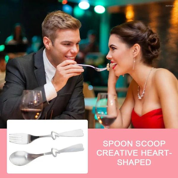 Dinnerware Sets Spoon Hollow Scoop Creative em forma de coração Acessórios para capa de capa de colher de chá de mesa de mesa de cozinha cor de prata T8Q2