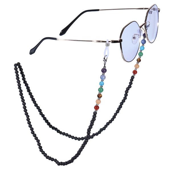 Eylasses Catene Spiritual Qi Therapy 7 Chakra Crystal Perle Glasses Maschera a catena Maschera ansingo da sole Strama da sole Accessori C240411