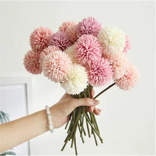 Flores decorativas Flores artificiais Dandelion Single Head Thorn Ball Home Decoração Casamento 9 Cores Presentes para 8 de março Fake