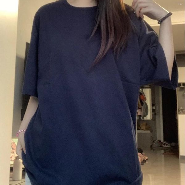 Magliette da donna in cotone semplice coreano t-shirt a maniche corta estate sciolta abiti oversize abiti cimici y2k camicia per donne
