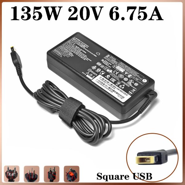 Adaptador de laptop de barbeadores 135W 20V 6,75A CARREGADOR DE NOTEBOOL USB C PARA LENOVO T440P Y5070 R720 Y700 T540P P51 P52 S5 ADL135NLC3A Fonte de alimentação