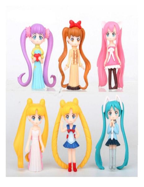 6pcsset sevimli Janpanese Girls bebekler anime aksiyon figürleri karakterler figürler oyuncaklar model süs kitleri çocuk hediyesi7367430