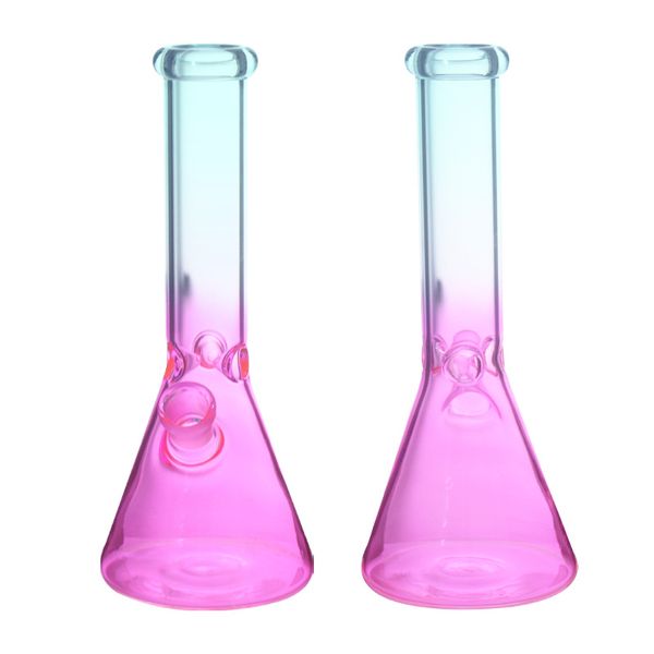 Bong da becher blu viola con inserto a bordo di vetro bong ricicler tampone piatta da fumo con supporto per ghiaccio da 14 mm bong d'acqua in vetro