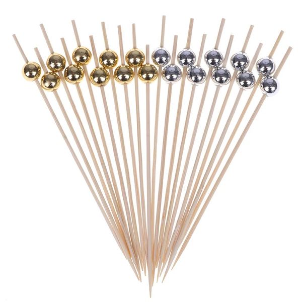 2024 100pcs verfügbares Party -Tischgeschirr Bambusgabeln Hochzeitsbedarf Buffet Fruchtdesserts Sticks Cupcake Toppers Cocktail Picks Einweg