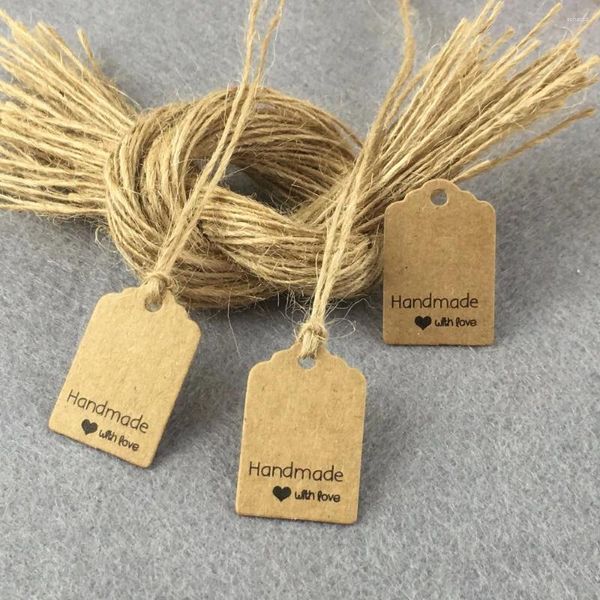 Decorazione per feste 600pcs/lotto 600pcs String Kraft Paper Vintage Matrimonio tag regalo fai -da -te Packing 3x2cm