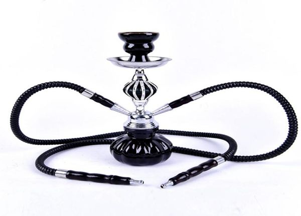 Doppelschläuche Shisha Travel Shisha Pipe Set Nargile Chicha Narguile Completeo mit Schüssel Metallkohlezange Rauchrohr C03126443435