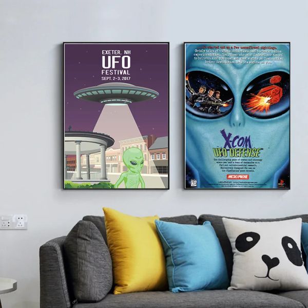 Pintura de tela X Arquivo Eu quero acreditar em Alien UFO Wall Art Home Poster HD Print Modular para Decoração da sala de estar