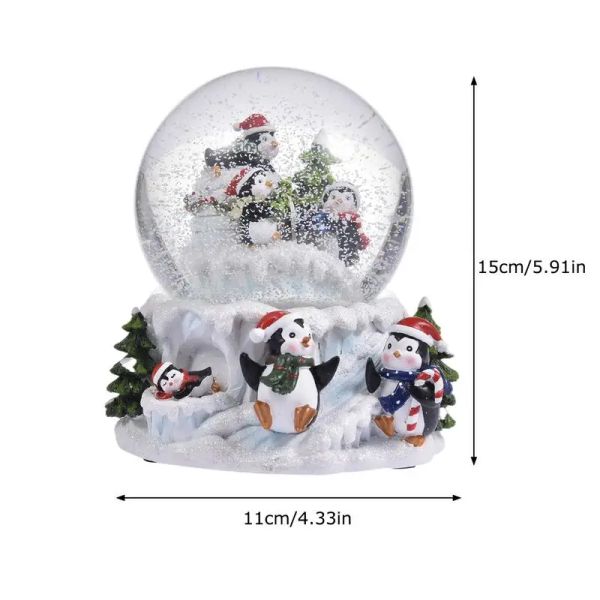 1 pcs cristallo pinguini natalizi pinguini di Natale palla di vetro di vetro colorato palla luminosa natalizia con regali di neve decorazioni per la casa