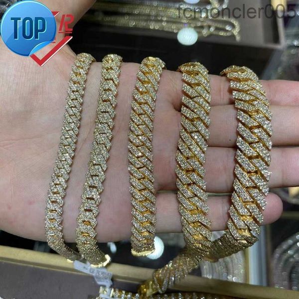 10 мм 22 дюйма мужские цепочки хип -хоп vvs vvs vvs moissanite diamond gane Set 10k Cuban Link S056