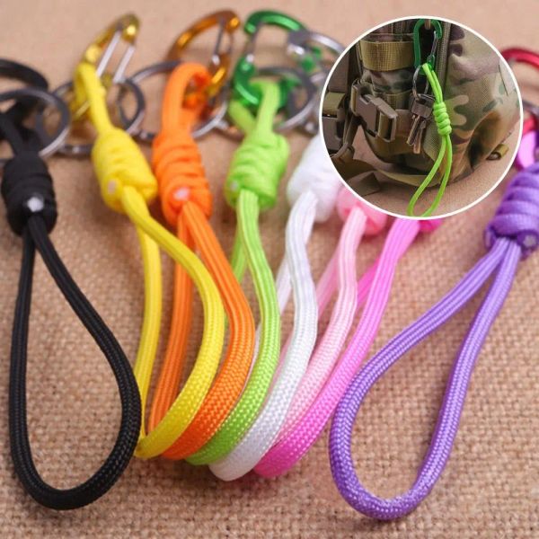 Paracord trançado cordão tecido teclado puxador de pulso de pulso anti-perdido de corda-toque de alcance da tira de sobrevivência tática Backpack Buckle