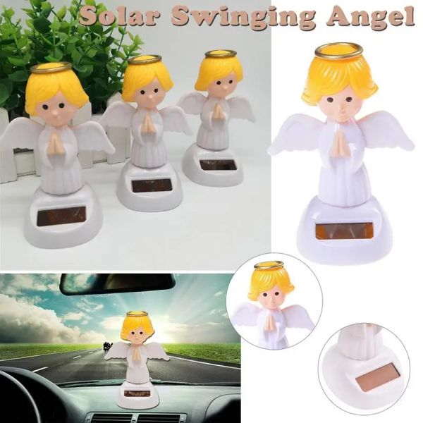 Solar, alimentado por dança de boneca de boneca automática, suprimentos de carro balançam ornamentos de carros de boneca de anjo para acessórios para carros de escritório em casa