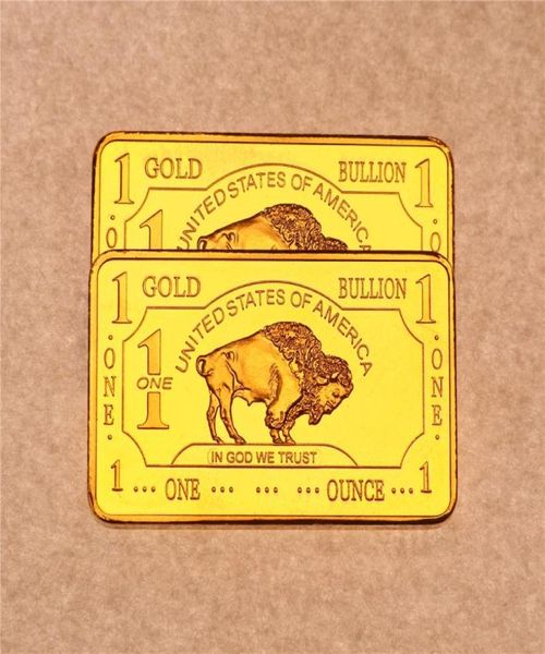 Outras artes e artesanato 1oz 24k banhado a ouro dos Estados Unidos Buffalo Gold Bar Bullion Coin Collection2354240