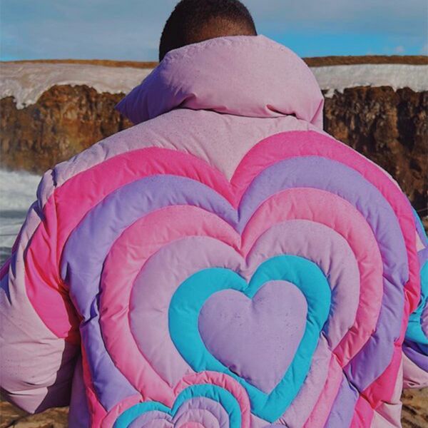 Erl Hearts Puffer Jack Parkas Mulheres Mulheres 1: 1 de alta qualidade de retalhos engrossar casacos de jaqueta