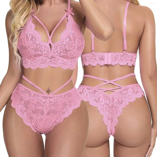 Bras Set Ladies Sex Suit Sexy Lace Split Witnew Solid Colore Solido Exotico Passione di grandi dimensioni