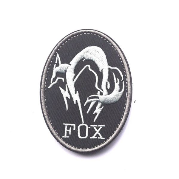 Fox Metal Gear Mgs Foxhound Patch Askeri Taktik Birlik Moral Nakış Hookloop Yamaları Giysiler için Backpack Aplike