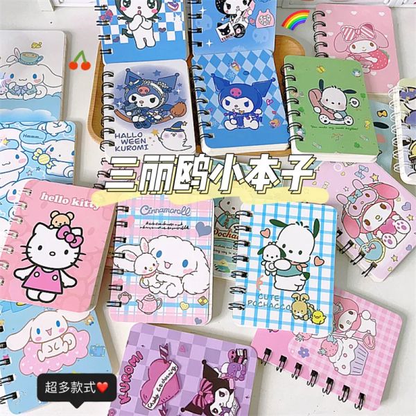 Notebook 10pcs Pochacco Kuromi My Melody Cinnamoroll A7 Coil Book Cartoon Notepad Mini Notebook Porta