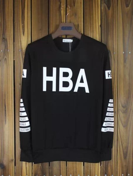 Модный капюшон от воздуха HBA Cooodies Пары Springautumn круги круги шеи повседневное пуловер черные мужчины хип -хоп толстовок Sportwear4161741