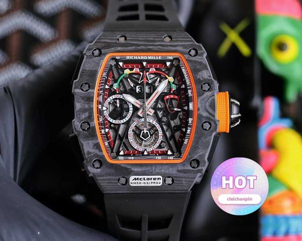 Designer Luxury Mens Watch Orologi da polso Super Mechanical RM50-03 Business Leisure Carbon Fibre Case Designer Designer Incredibile stile di alta qualità