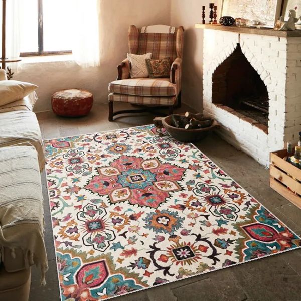 American Retro Carpets for Living Room Ethnic Style Lounge Rug Decoração de quarto de quarto de quarto não deslizamento de tapete geométrico de piso geométrico