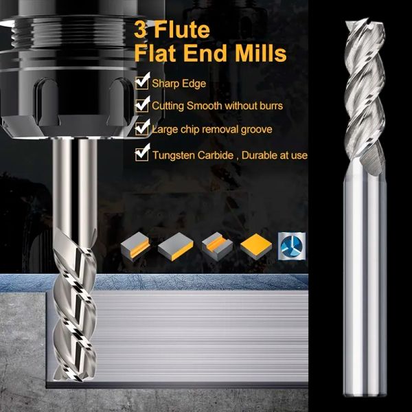 Xcan Mahlschneider 3 Flöte -Carbid -Endmühle für Aluminium -Schneiden 1/4 Zoll Schaftspiralrouter Bit für Metall -CNC -Mahlwerkzeuge