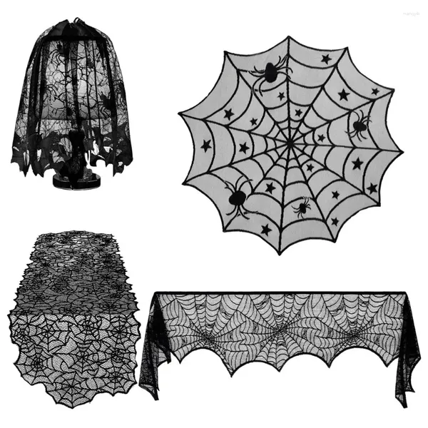 Decoração de festas Decoração de Halloween Decorações de toque de mesa Lace 4pcs decoração de casa de morcego e conjunto de ornamentos