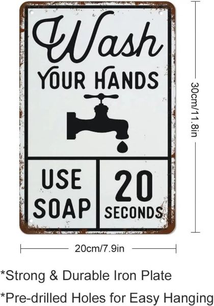 Metall -Blech -Schild Vintage Metallschilder Waschen Ihre Hände verwenden Seife Badezimmerschild Bauernhause Schild Retro Wanddekoration Zinnschild lustig