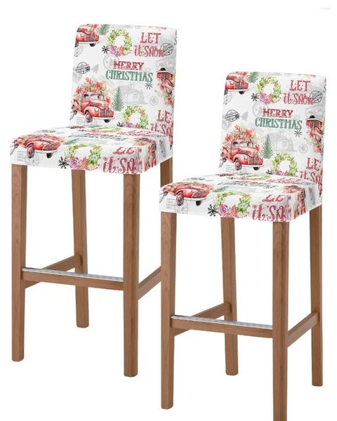 Stuhlabdeckungen Weihnachten Weihnachtsstern Retro Stempelstempel High Back 2PCS Küche Elastic Bar Stuhl Slipcover Esszimmer Sitzhüllen Koffer