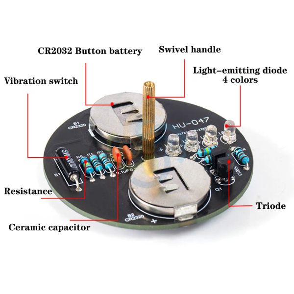 Giroscópio de LED de desktop Gyro fabricando kit eletrônico DIY Placa de luz de soldagem LIGHT CIRCUITO COMPONENTES DO KIT