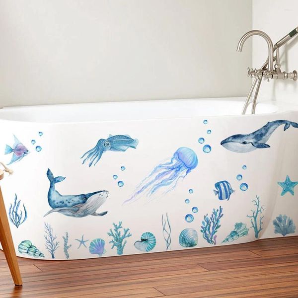 Tappetini da bagno sottomarino decorazioni adesivi per pareti animali per soggiorno accessori per unghie accessori cartone animato