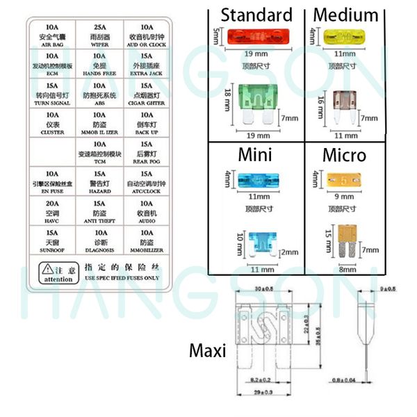 Kit per assortimento di fusibili per auto da 100 pezzi standard FUSE AUTO AUTO FUSI