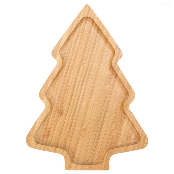 Garrafas de armazenamento Placa de Natal Decorativa Bandeja da Árvore em forma de serviço Salada de bambu de desenho animado prato de salada de bambu