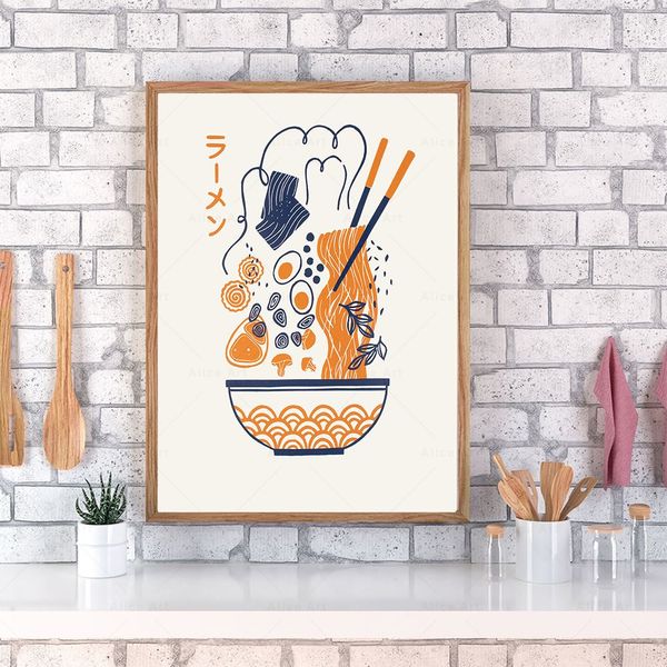 Moderno arredamento cucina vintage giapponese foodwrink stampata stampa ramen poster poster asiatico alimentari arte muro dipinte chef regalo chef chef