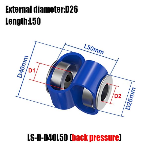 MHCN 2PCS LS-D D40L50 ACUPO DE LOOP DUPLO DUPLO HOLE INTERNO 5mm-14mm 8 Fontes Eixo CNC Eixo do motor Motor Alumínio flexível Couplador de liga de alumínio