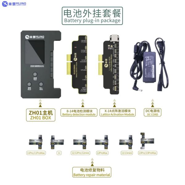 Mijing ZH01 Cabo de reparo da matriz de pontos para iPhone X-13/14 Pro Max Não precisa soldagem ID da face Bateria de reparo de saúde Ferramentas
